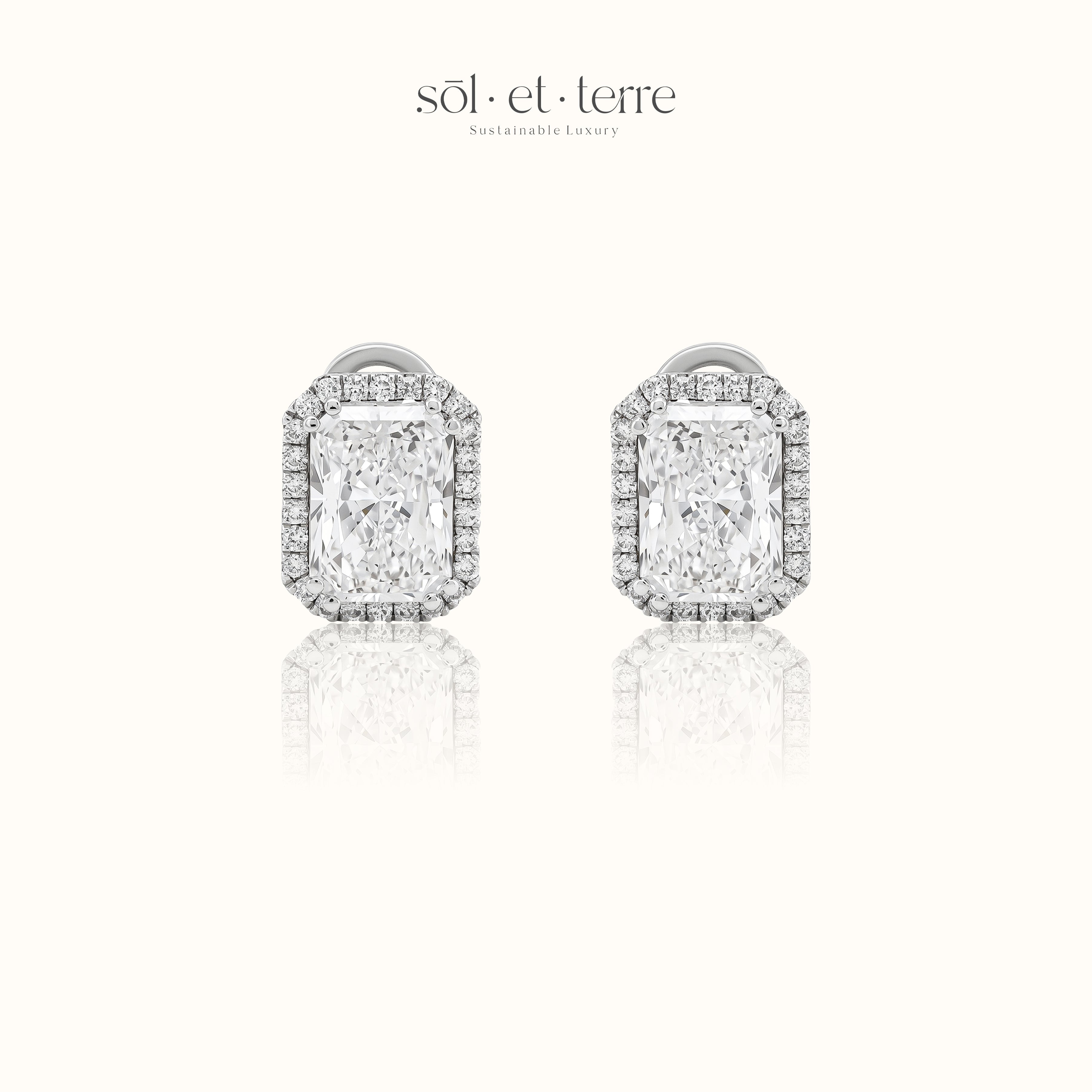 Radiant Stud Earrings with Halo | Sol et Terre
