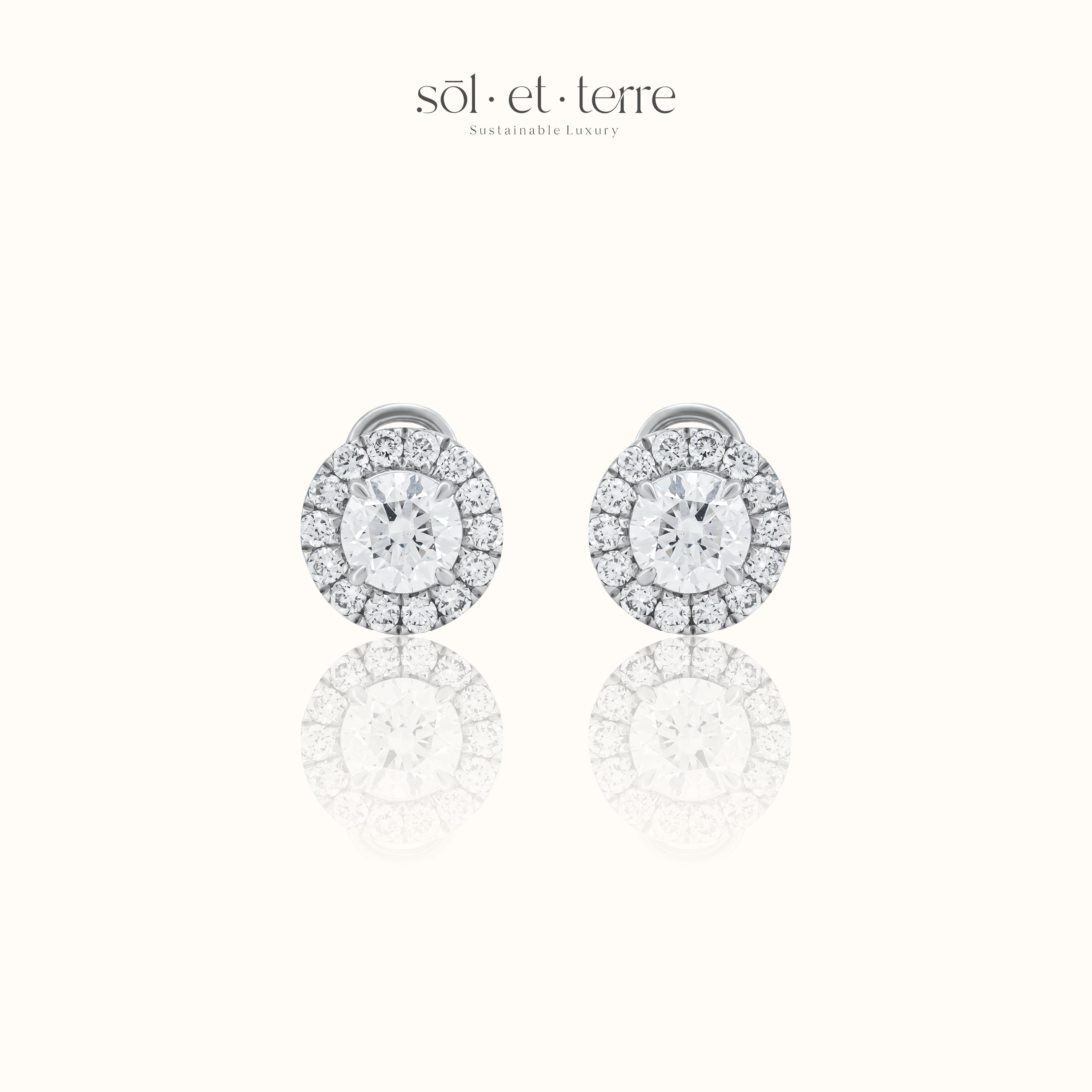 Round Diamonds Earring with Halo | Sol et Terre