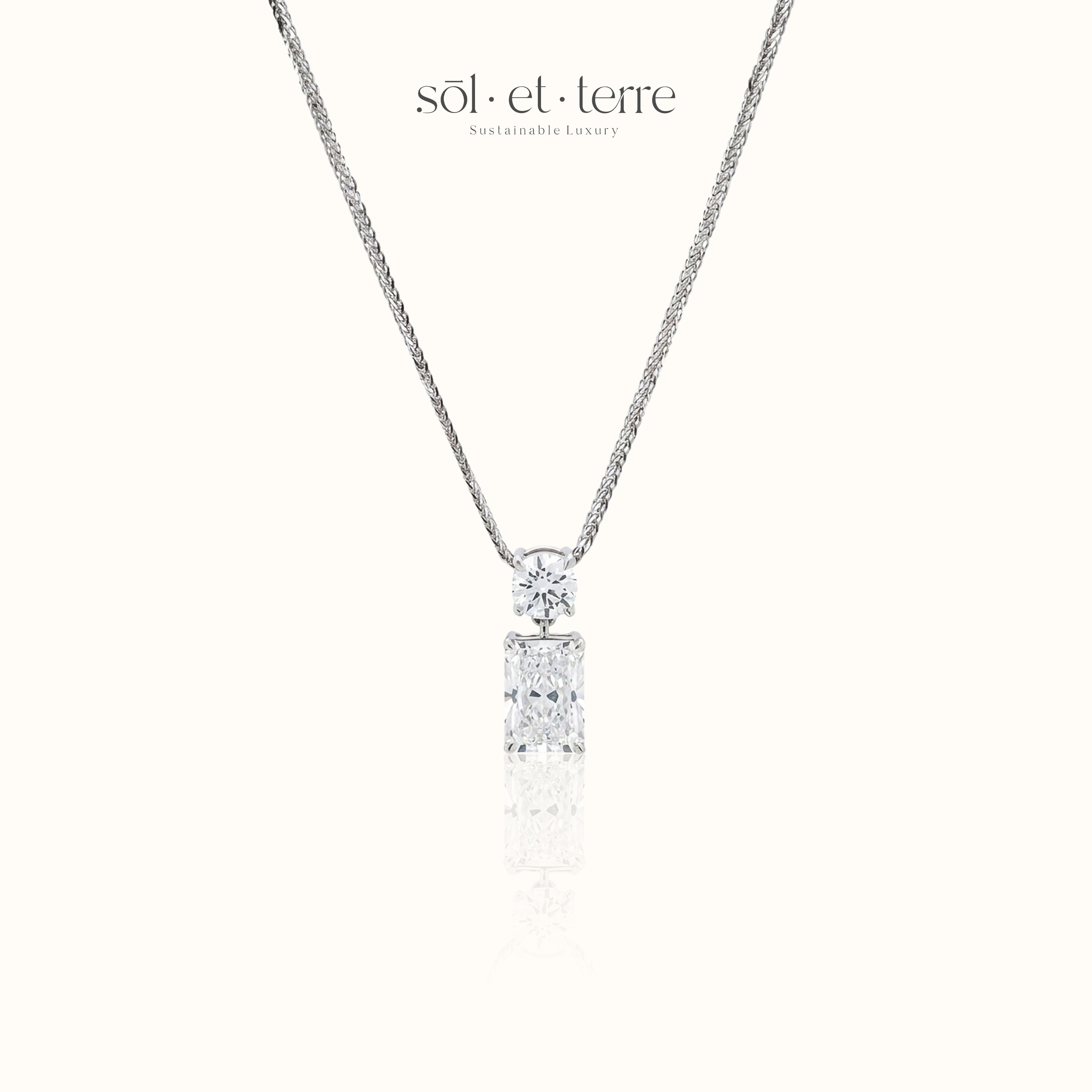 Round Diamond with Radiant Drop Diamond Pendant | Sol et Terre