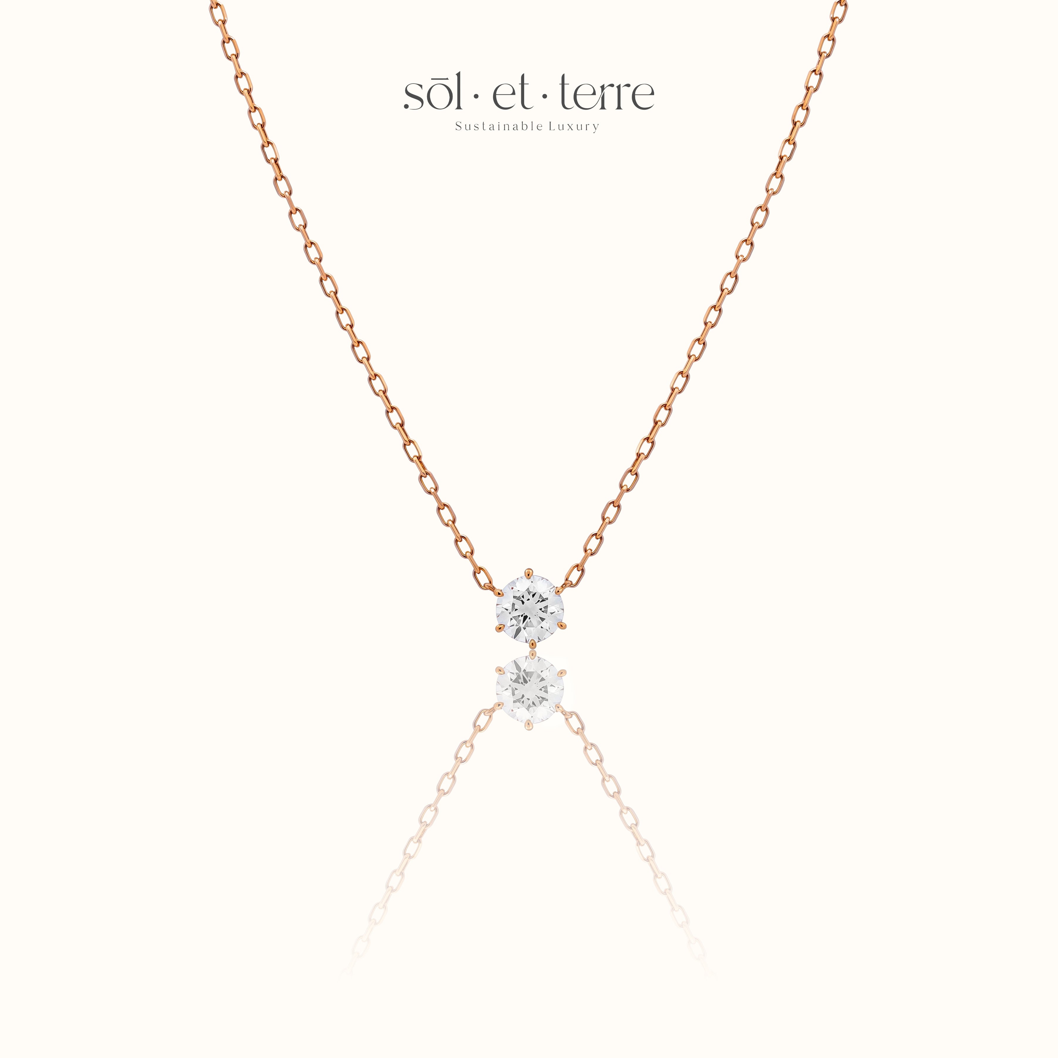 Diamond Pendant with Six Prongs in Rose Gold | Sol et Terre