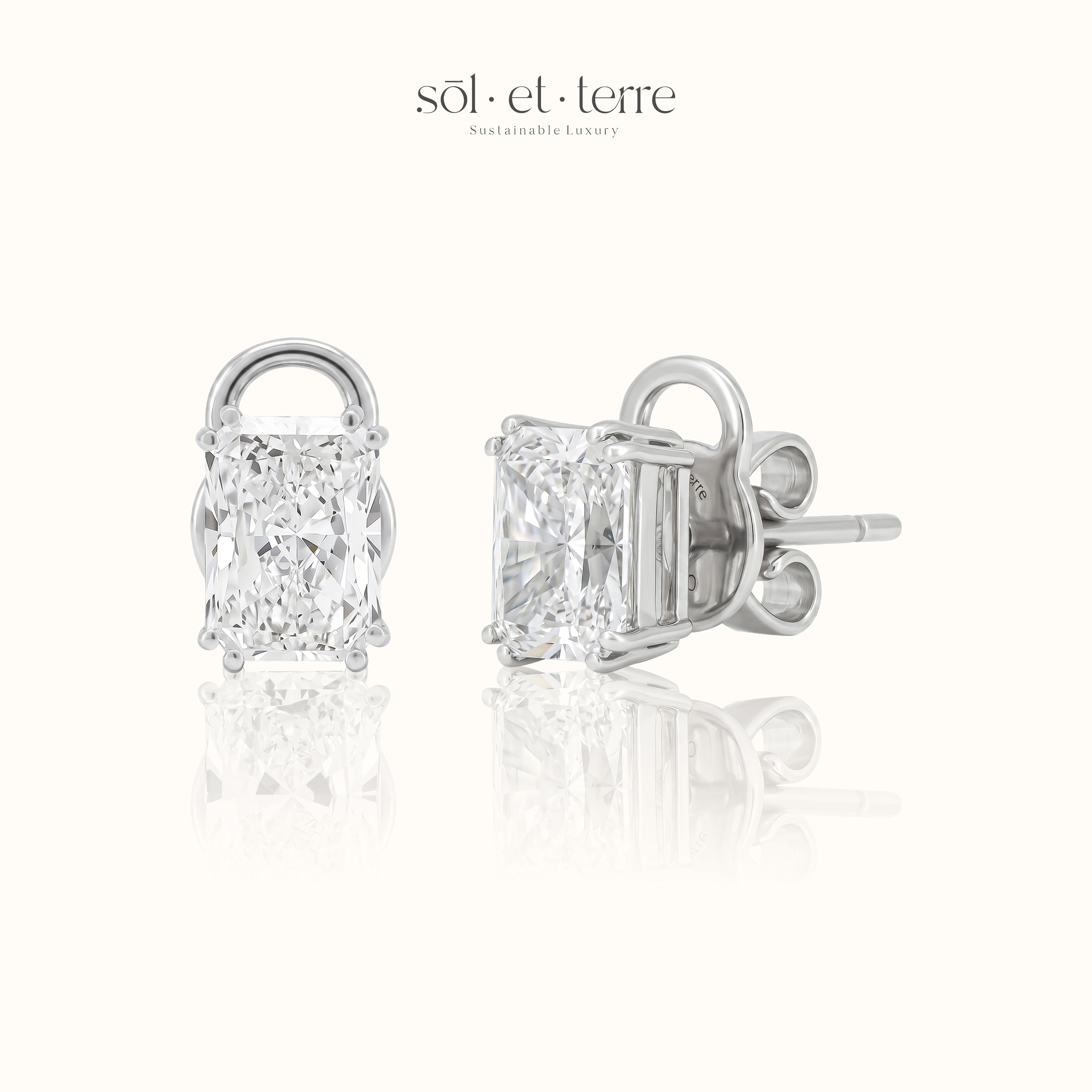 Radiant Stud Earrings with Halo | Sol et Terre