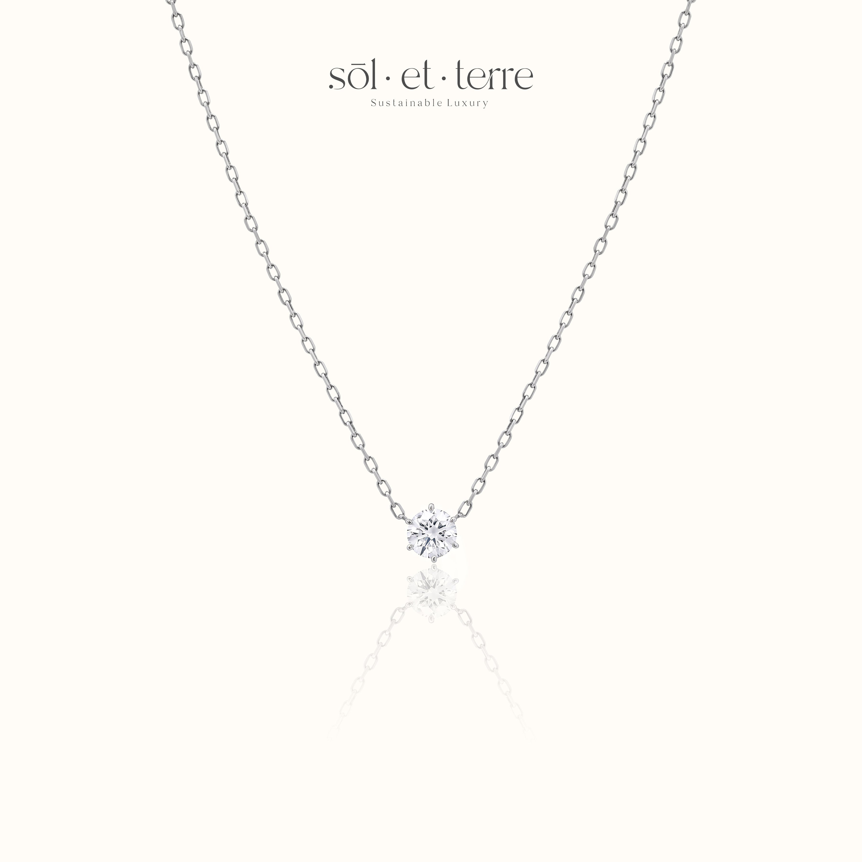 Diamond Pendant with Six Prongs in White Gold | Sol et Terre