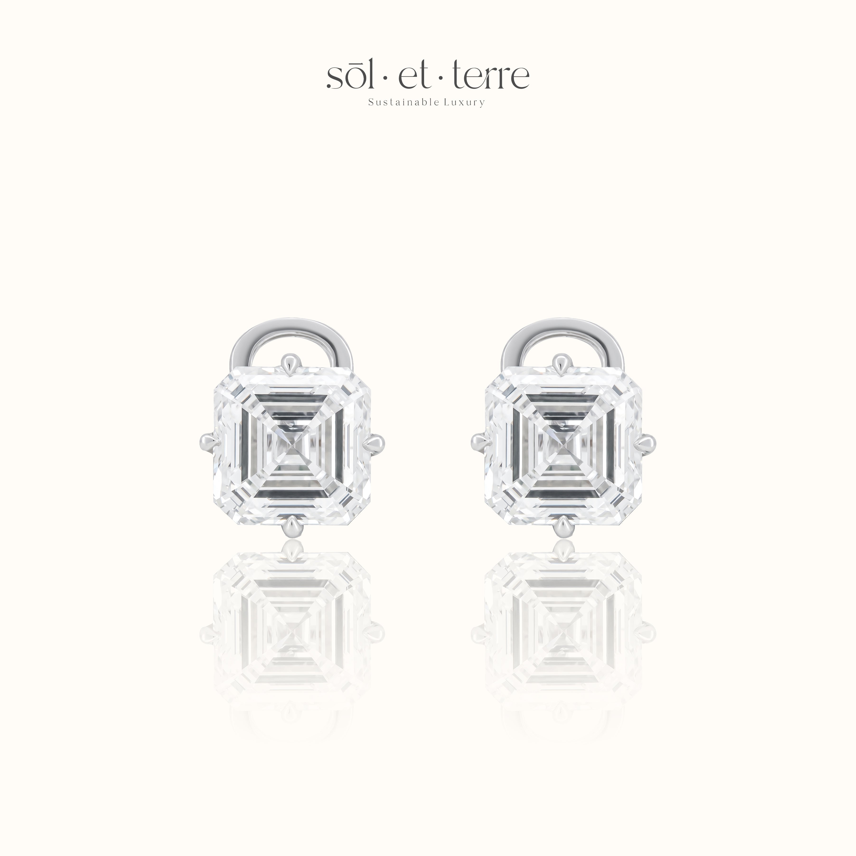Asscher Diamond Stud Earrings | Sol et Terre
