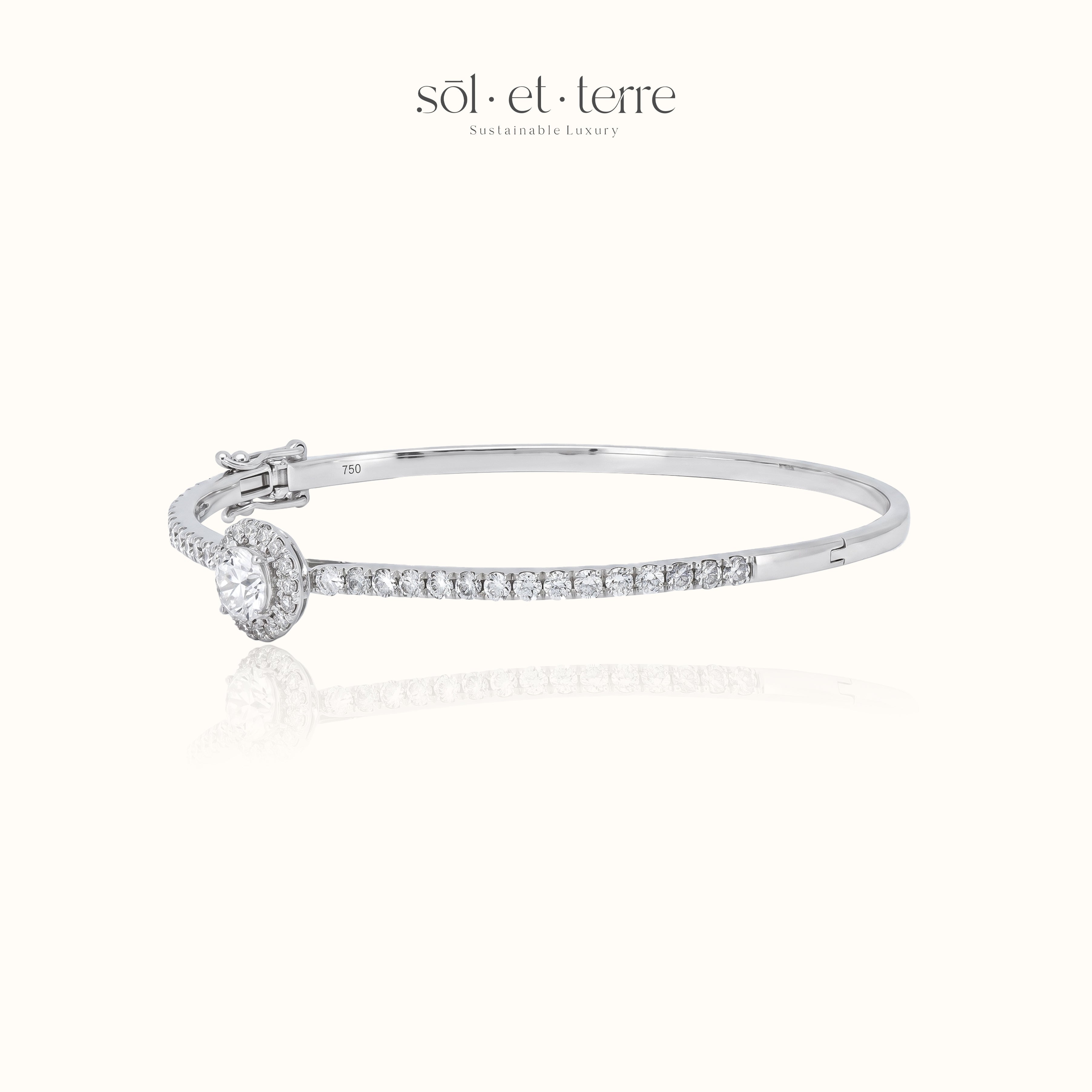 Bangle with Round Halo Diamond | Sol et Terre