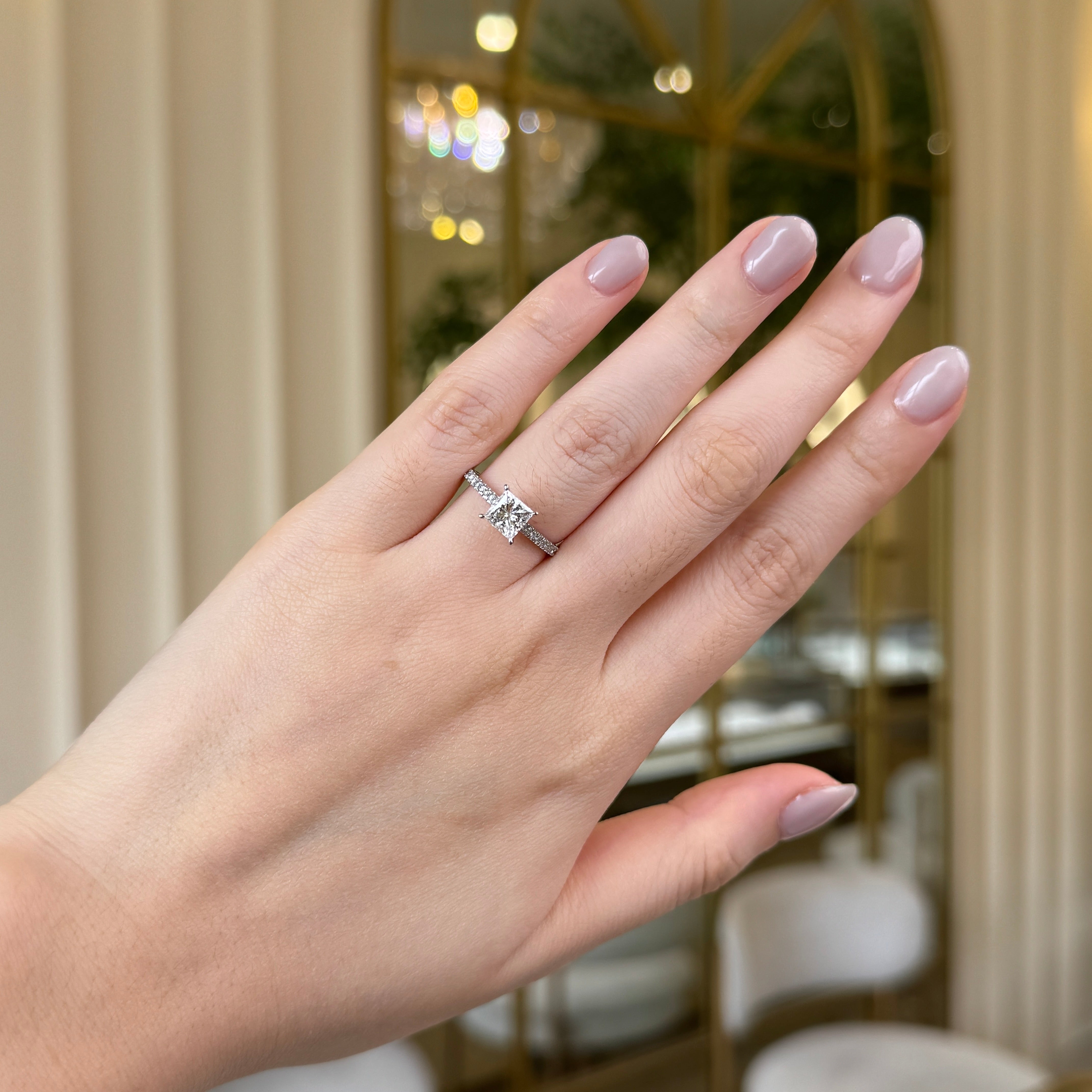 Princess Diamond with Crossed Prong and Bridge Pave Diamond | Sol et Terre