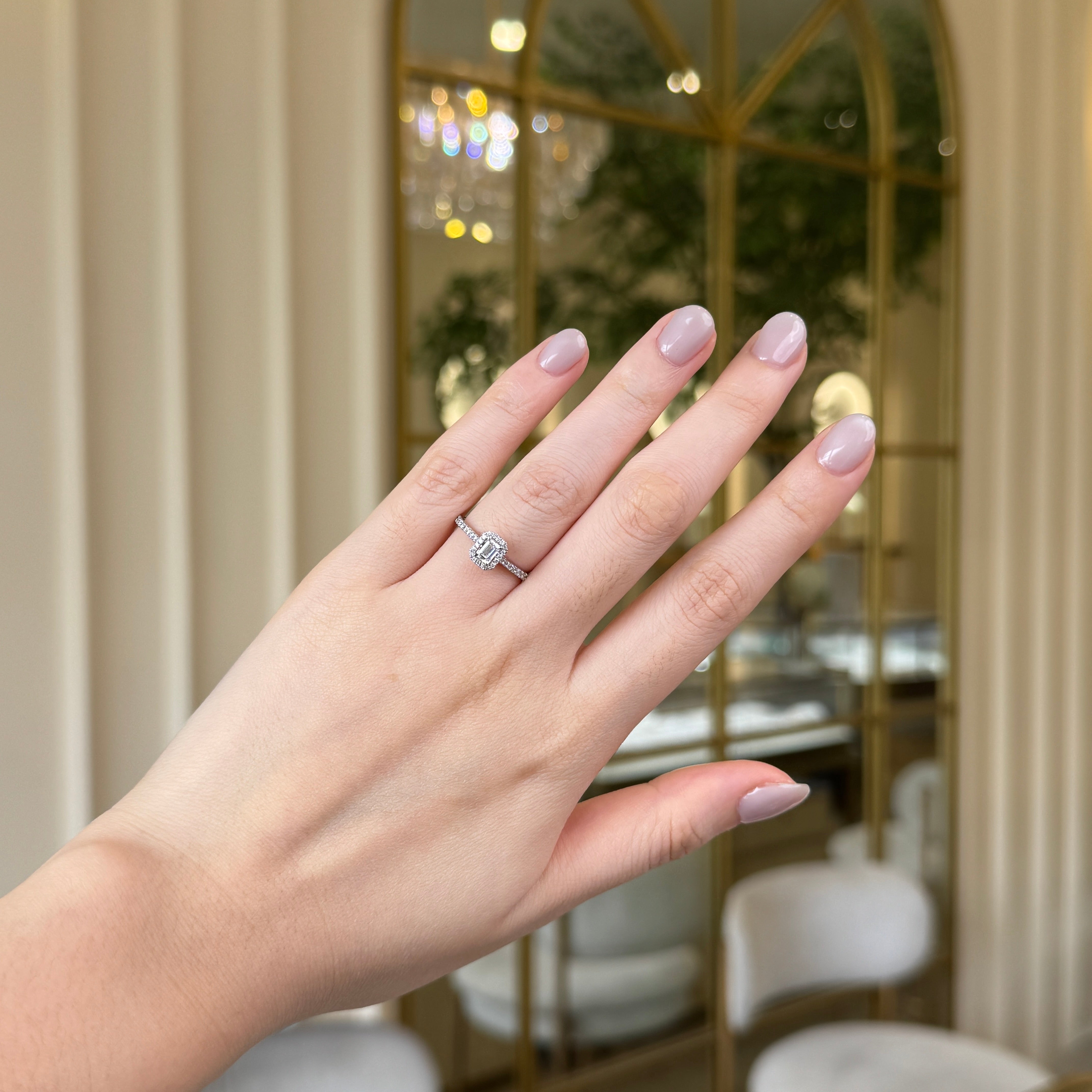 Emerald Engagement Ring with Halo | Sol et Terre