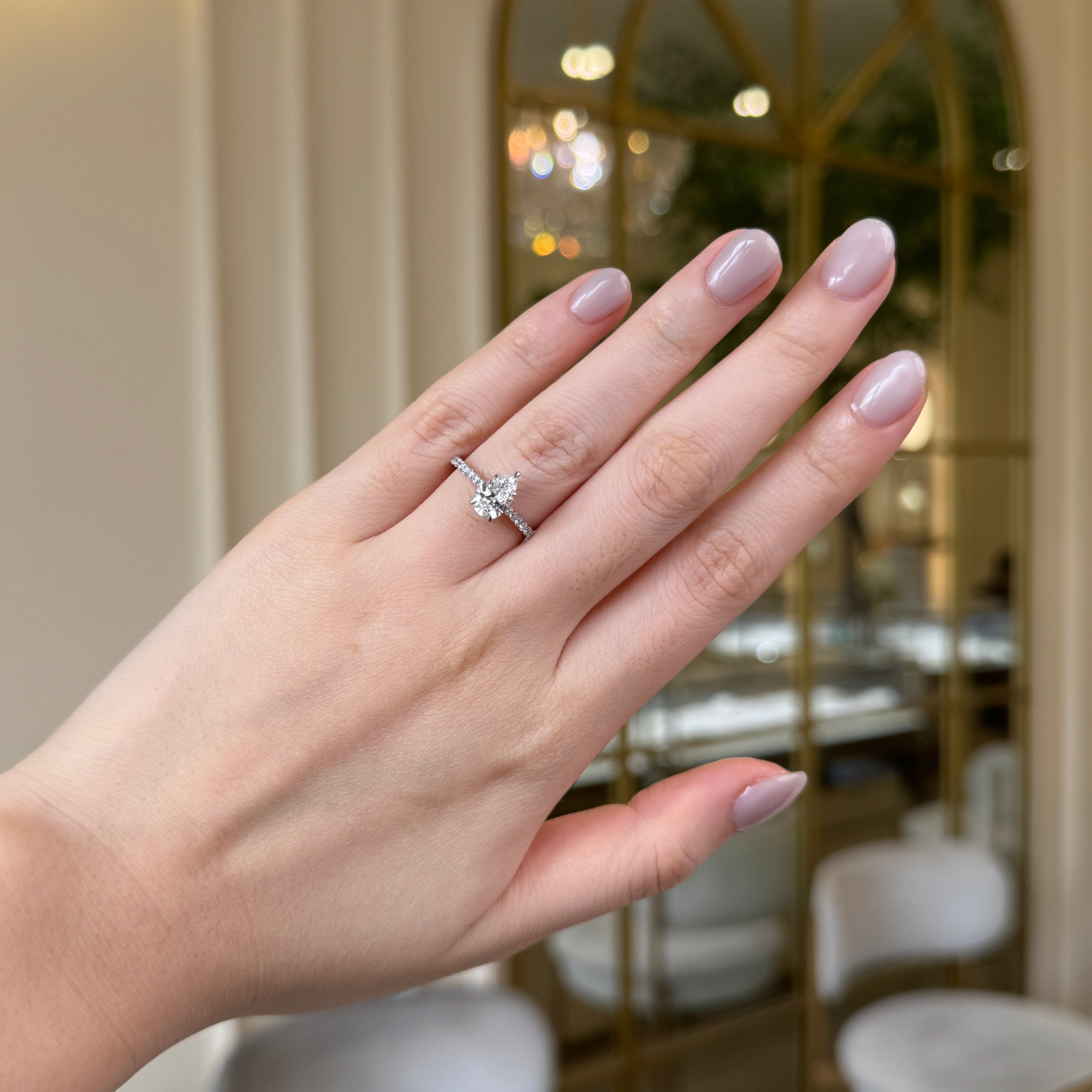 Pear Diamond Ring with Pave Band | Sol et Terre