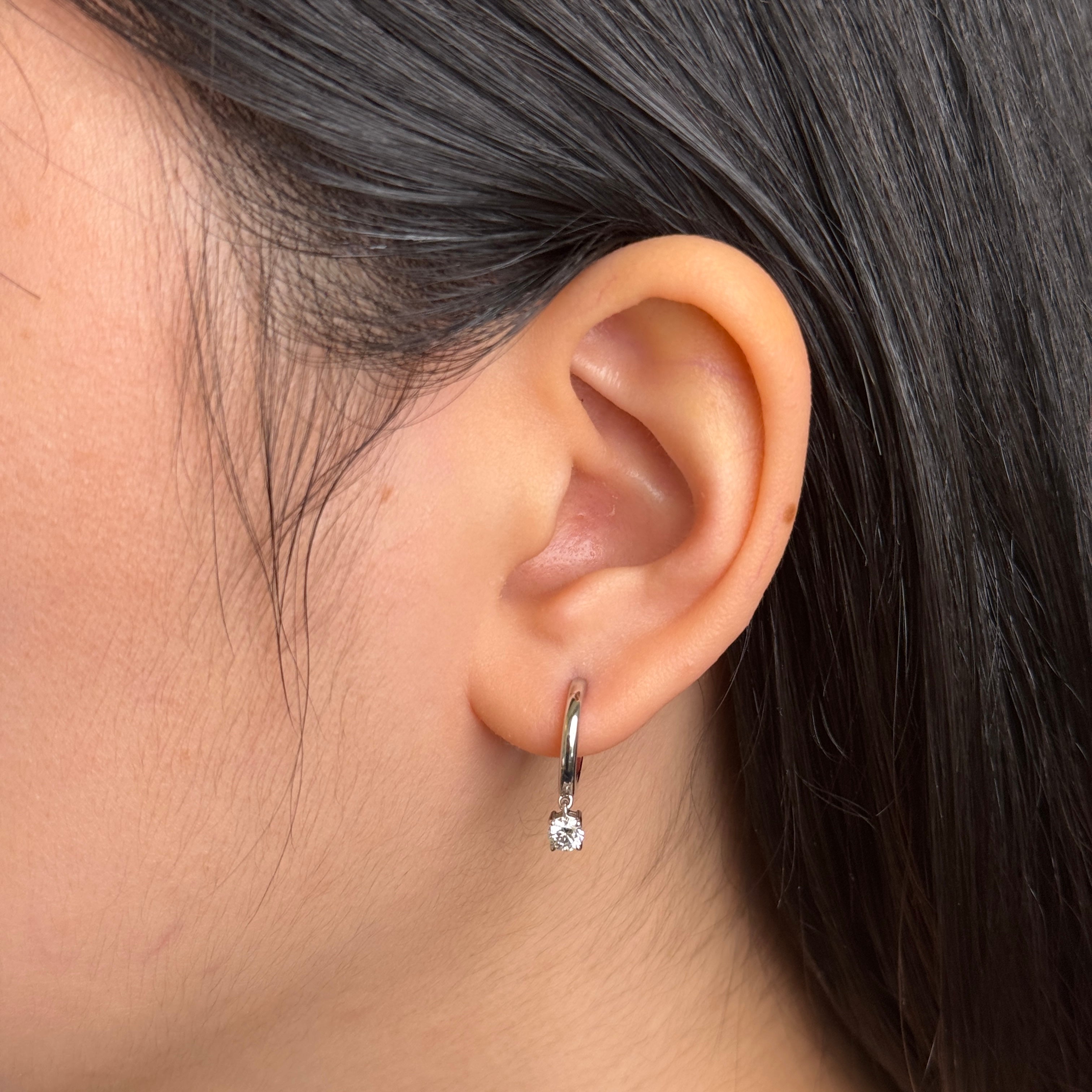 Hoop Diamond With Dangling Diamond | Sol et Terre