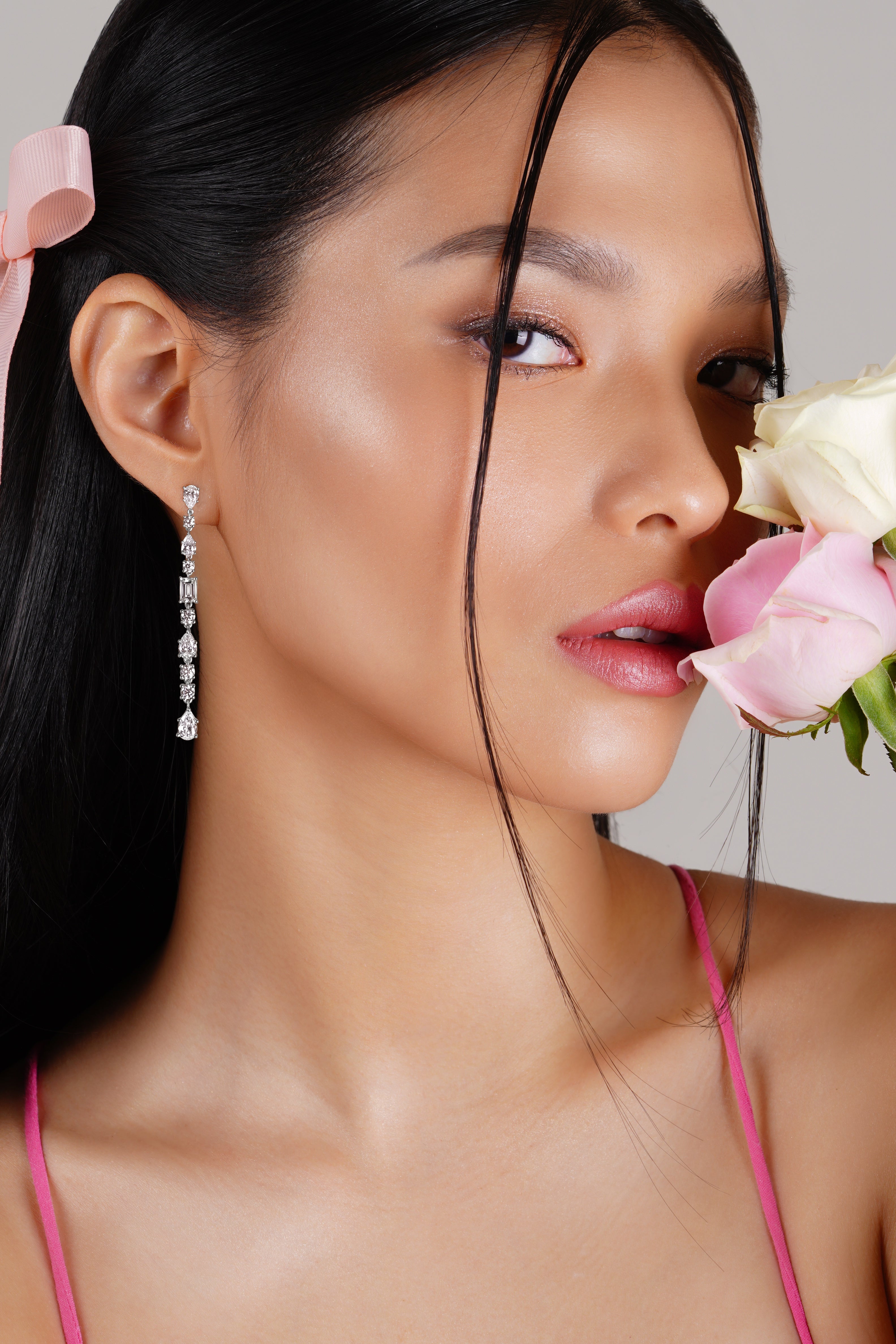 Mix Cut Long Diamond Earrings | Sol et Terre